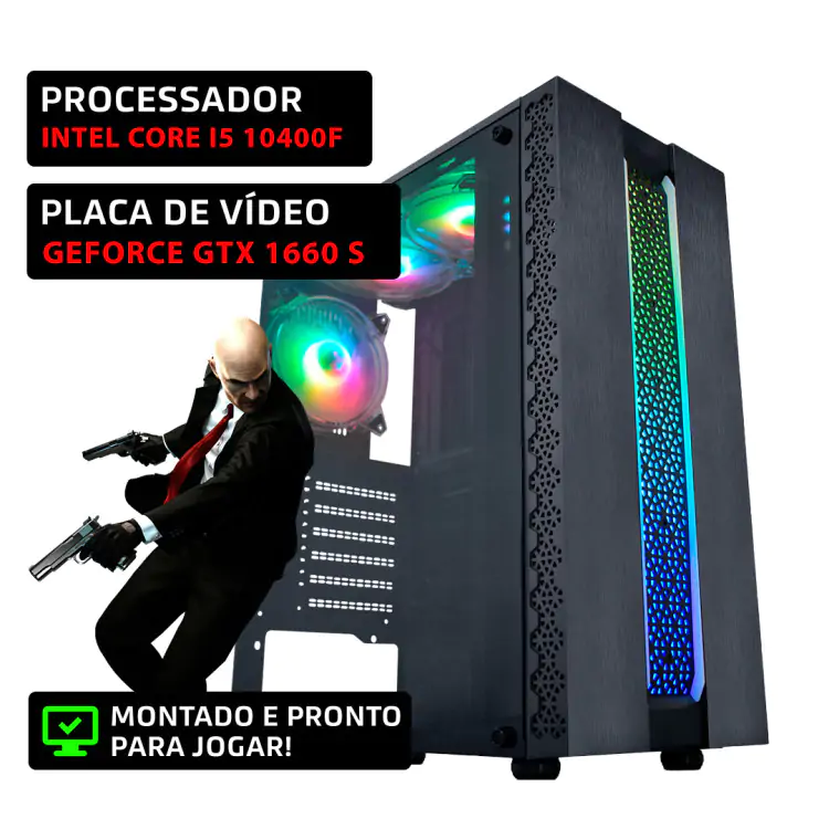 PC Gamer Assassin | Intel Core I5-10400F | Memória 16GB | Geforce RTX 1660 Super | SSD NVME 480GB - Imagem: 19