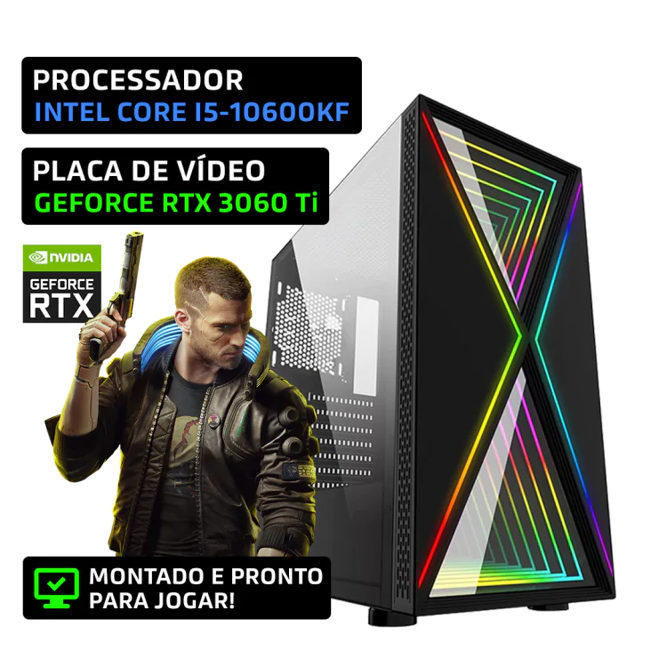PC Gamer Nomad | Intel Core i5-10600KF | Memória 16GB | Geforce RTX 3060 Ti | SSD 480GB - Imagem: 13