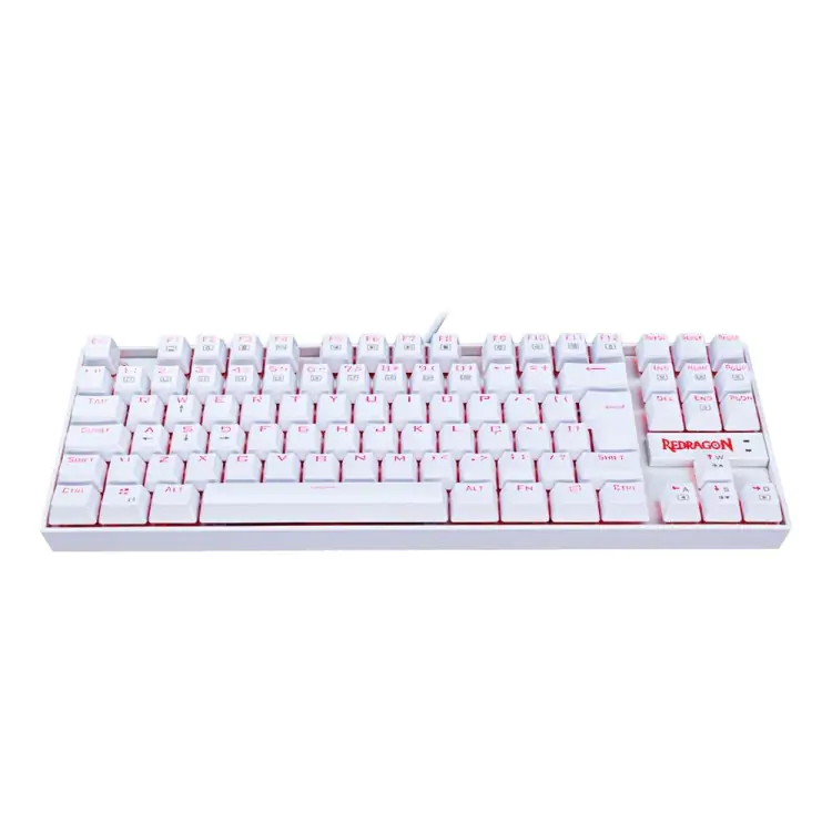 TECLADO GAMER MECÂNICO REDRAGON KUMARA BRANCO USB LED VERMELHO SWITCH BLUE K552W-2 PT-BLUE - Imagem: 2