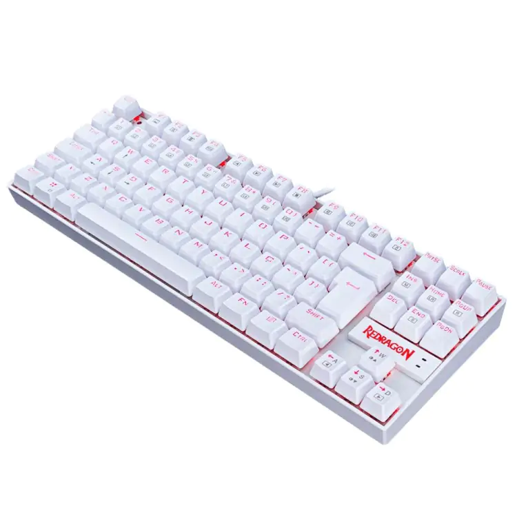 TECLADO GAMER MECÂNICO REDRAGON KUMARA BRANCO USB LED VERMELHO SWITCH BLUE K552W-2 PT-BLUE - Imagem: 3