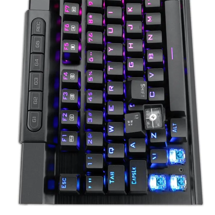 TECLADO GAMER MECÂNICO REDRAGON SURYA PRETO USB LED RGB SWITCH BLUE K563RGB-1 PT-BLUE - Imagem: 4