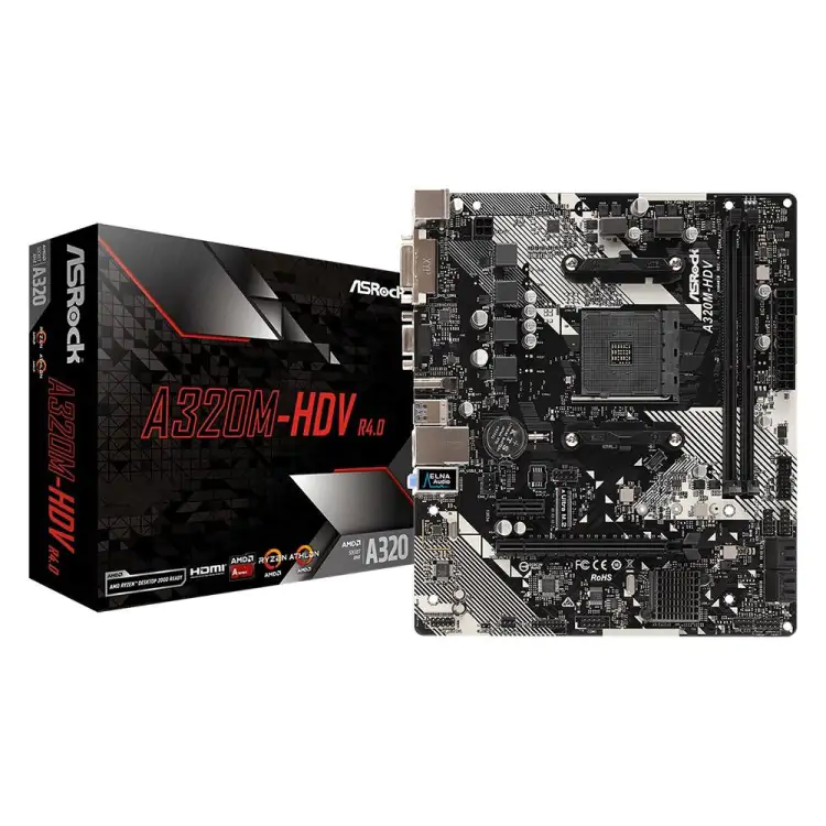 PLACA MÃE ASROCK A320M-HDV AMD AM4 DDR4 MICRO ATX - Imagem: 1