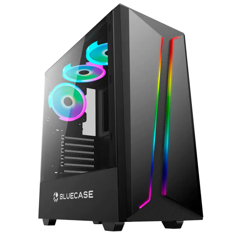 GABINETE GAMER BLUECASE BG-038 PRETO LED RGB LATERAL VIDRO ATX BG038CASE - Imagem: 1