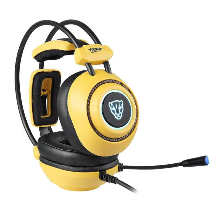 HEADSET GAMER MOTOSPEED H19 AMARELO USB 7.1 LED AZUL - Imagem: 4