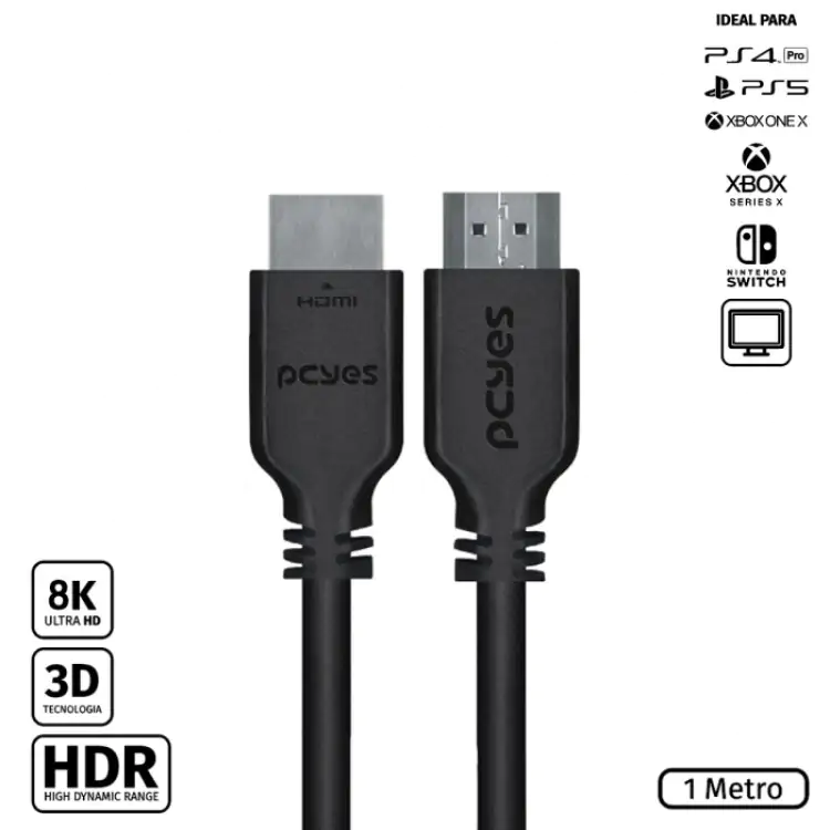 CABO HDMI 1M 2.1V COBRE - Imagem: 1