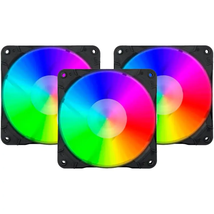 KIT COOLER FAN REDRAGON GC-F007 LED RGB 6 PINOS 120MM 3 UNIDADES C/ CONTROLADORA PRETO - Imagem: 1