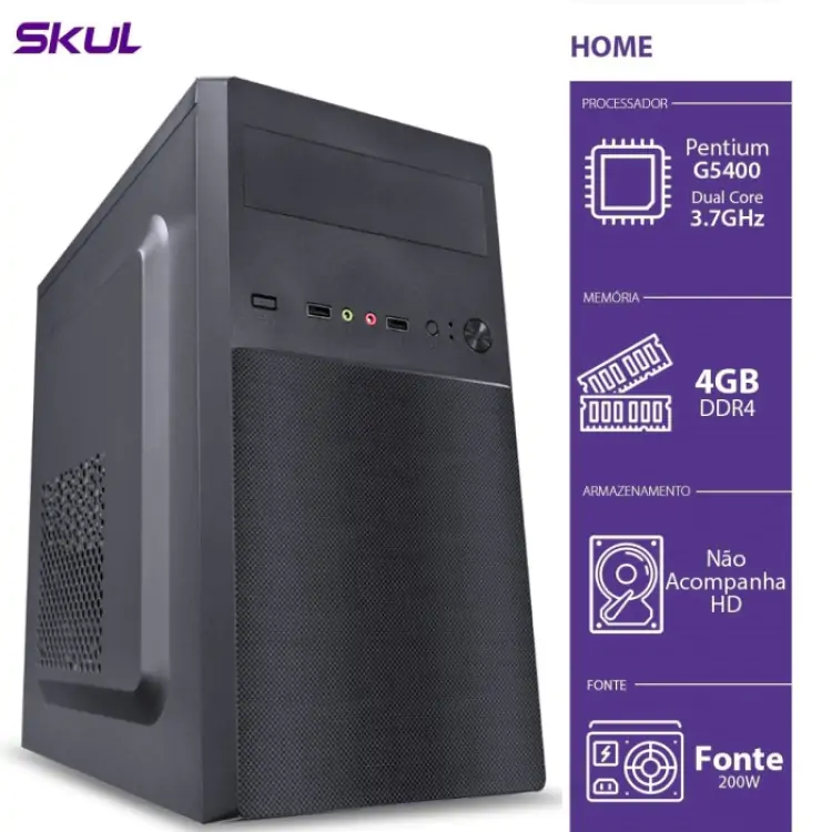PC HOME H200 PENTIUM DUAL CORE G5400/MEM 4GB/FONTE 200W - Imagem: 1
