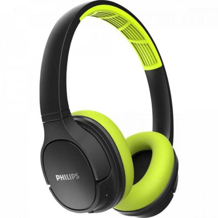 FONE DE OUVIDO SEM FIO PHILIPS PRETO/VERDE BLUETOOTH C/ MICROFONE TASH402LF/00 - Imagem: 1