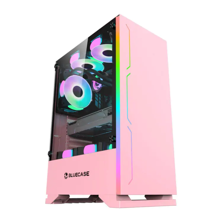 GABINETE GAMER BLUECASE BG-028PKB ROSA LATERAL VIDRO ATX - Imagem: 1