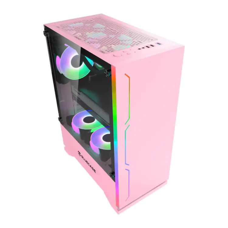 GABINETE GAMER BLUECASE BG-028PKB ROSA LATERAL VIDRO ATX - Imagem: 4