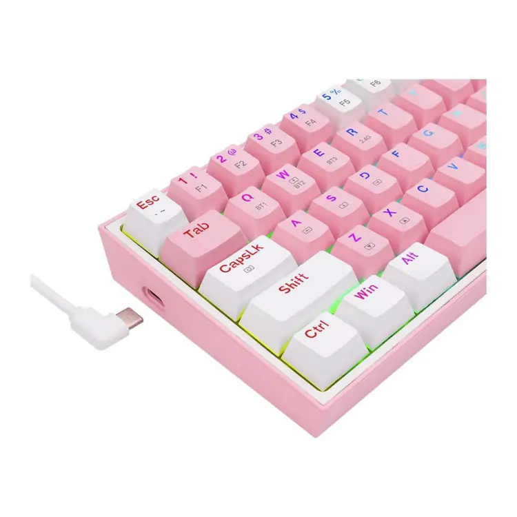 TECLADO GAMER MECANICO REDRAGON FIZZ BRANCO/ROSA USB LED RGB K617-RGB-WP PT-BLUE - Imagem: 2