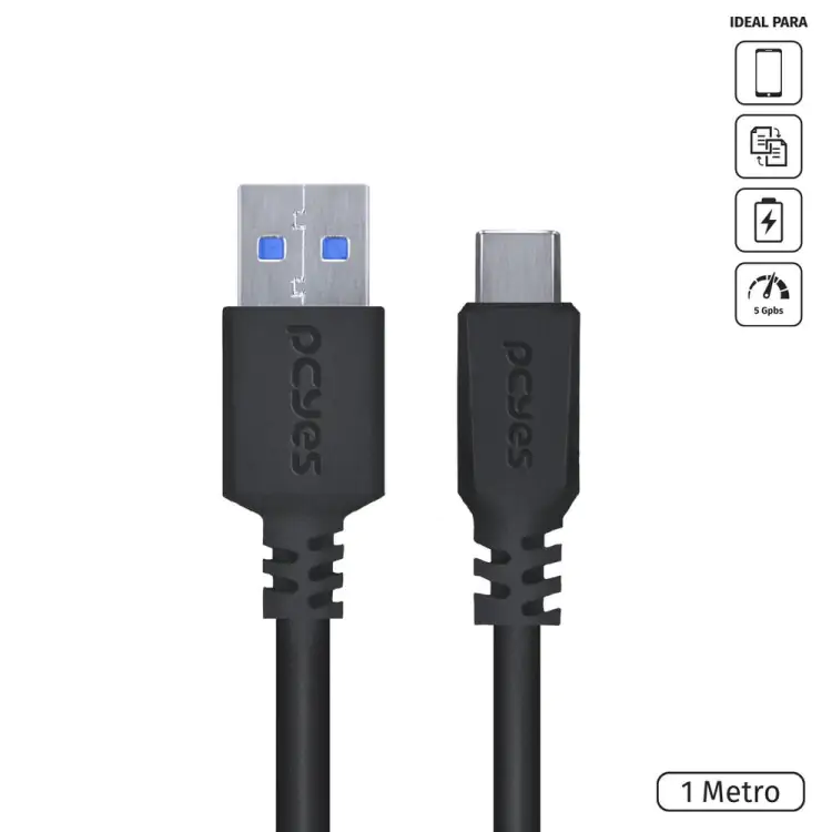 CABO USB X USB TIPO C 1M PCYES PUACP-01 - Imagem: 2