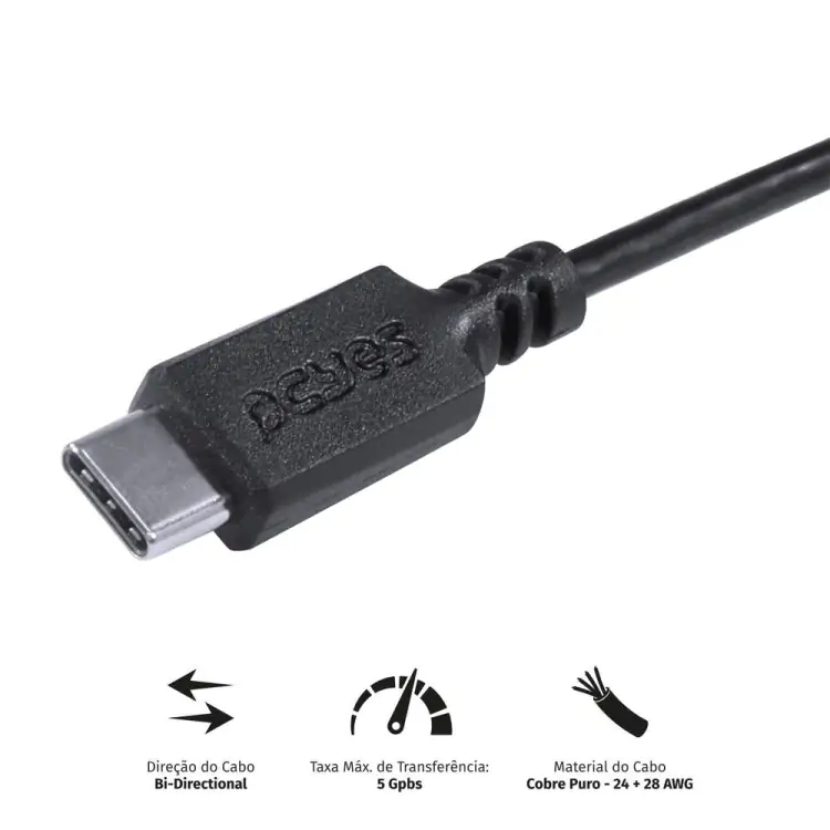 CABO USB X USB TIPO C 1M PCYES PUACP-01 - Imagem: 4