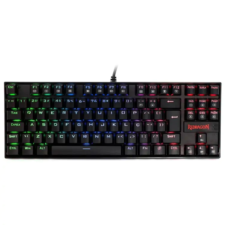 TECLADO GAMER MECÂNICO REDRAGON KUMARA PRETO USB LED RGB SWITCH BLACK - Imagem: 1