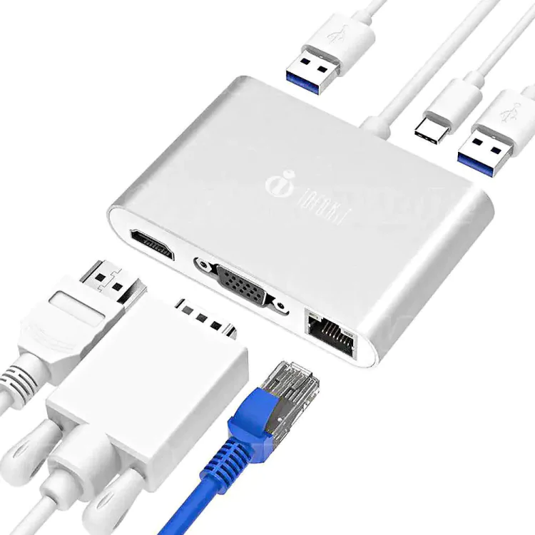 ADAPTADOR USB TIPO C X HDMI (F)/ VGA (F)/ 2 X USB 3.0 (F)/ RJ45 (F)/ 1 X USB TIPO C (F) TCE-RCNB106 - Imagem: 1