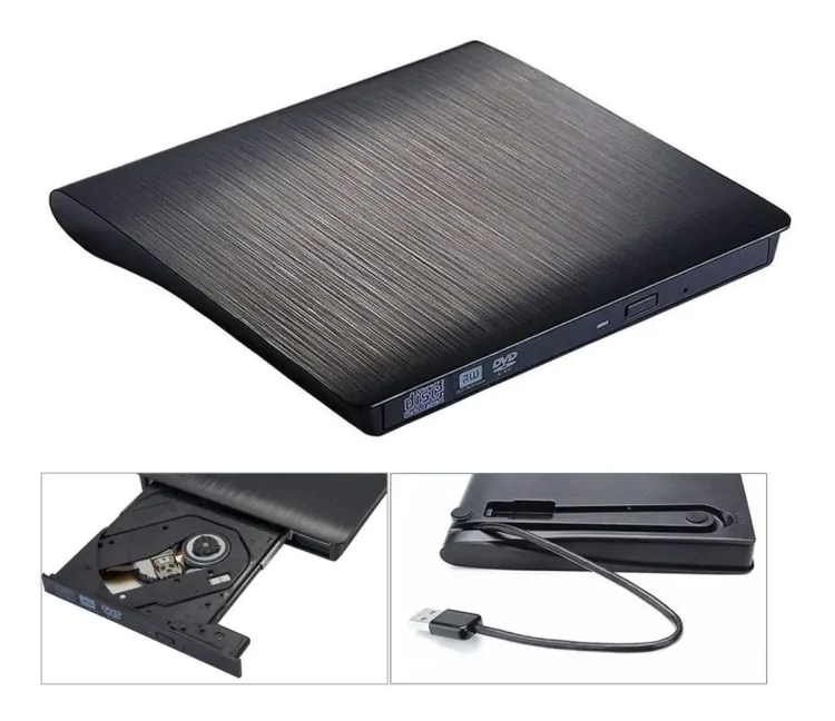 LEITOR E GRAVADOR DE CD/DVD EXTERNO PRETO - Imagem: 1