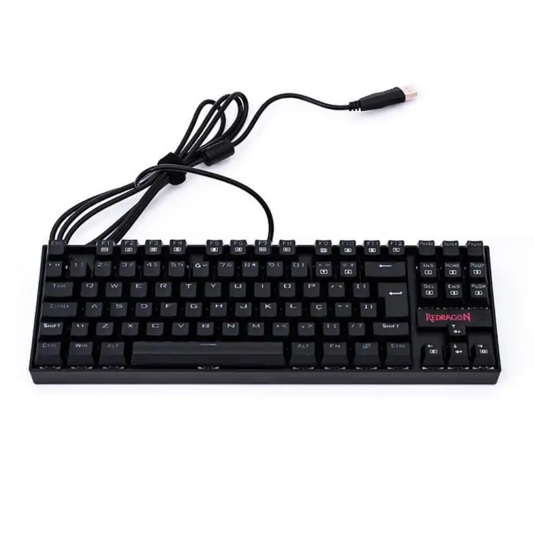 TECLADO GAMER MECÂNICO REDRAGON KUMARA PRETO USB LED VERMELHO SWITCH BROWN - Imagem: 3