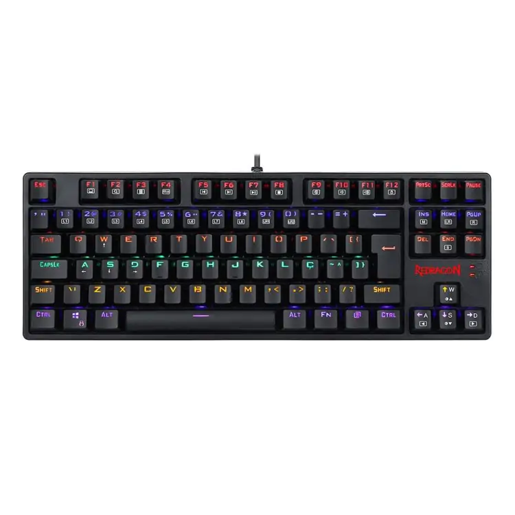 TECLADO GAMER MECANICO REDRAGON DAKSA PRETO USB LED RAINBOW SWITCH RED - Imagem: 1