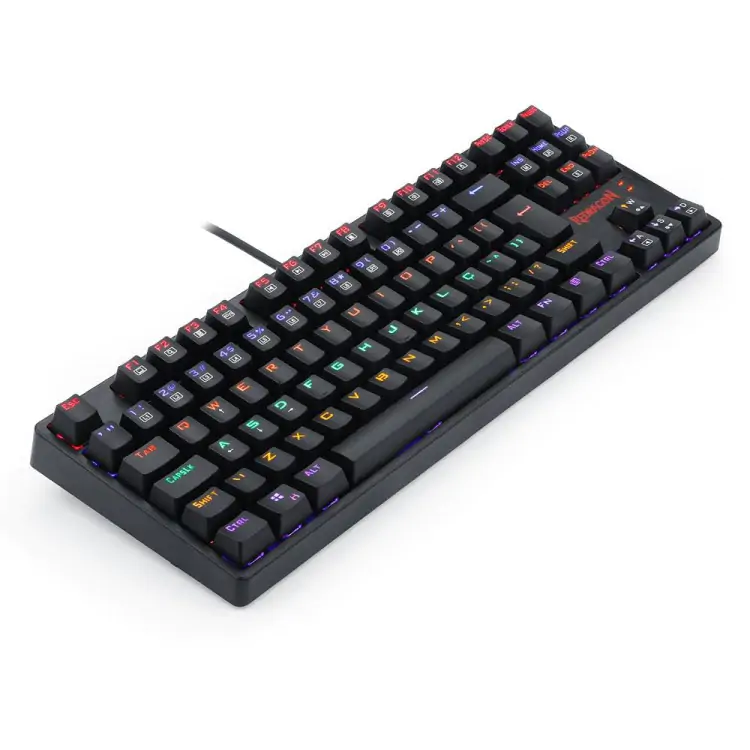 TECLADO GAMER MECANICO REDRAGON DAKSA PRETO USB LED RAINBOW SWITCH RED - Imagem: 7