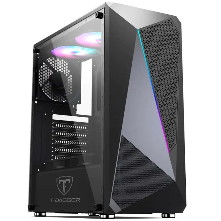 GABINETE GAMER T-DAGGER TGC-G25B PRETO LATERAL ACRILICO ATX RGB TGC-G25B - Imagem: 1