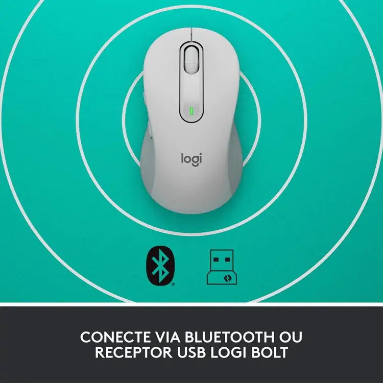 MOUSE SEM FIO LOGITECH M650 SIGNATURE BRANCO USB BLUETOOTH - Imagem: 4