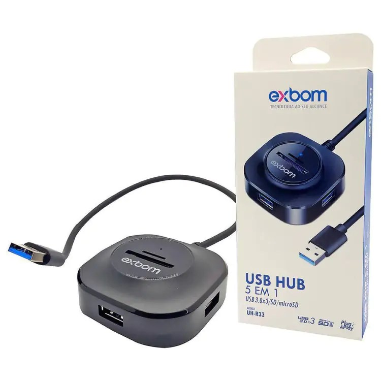 HUB USB 3.0 3 X USB/ 1 X SD/ 1X MICRO SD EXBOM UH-R33 PT - Imagem: 4