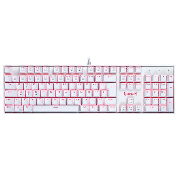 TECLADO GAMER MECÂNICO REDRAGON MITRA BRANCO USB LED VERMELHO SWITCH RED - Imagem: 1