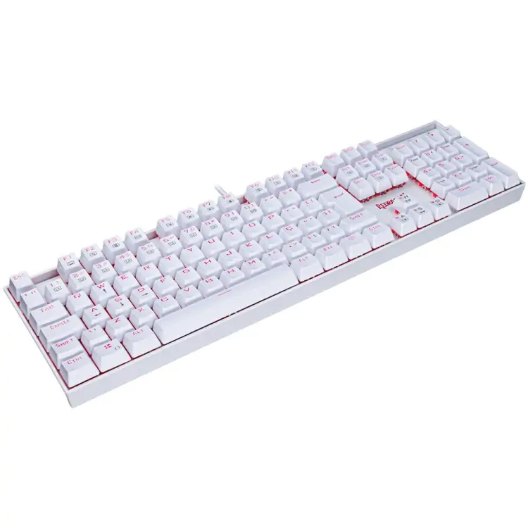 TECLADO GAMER MECÂNICO REDRAGON MITRA BRANCO USB LED VERMELHO SWITCH RED - Imagem: 2