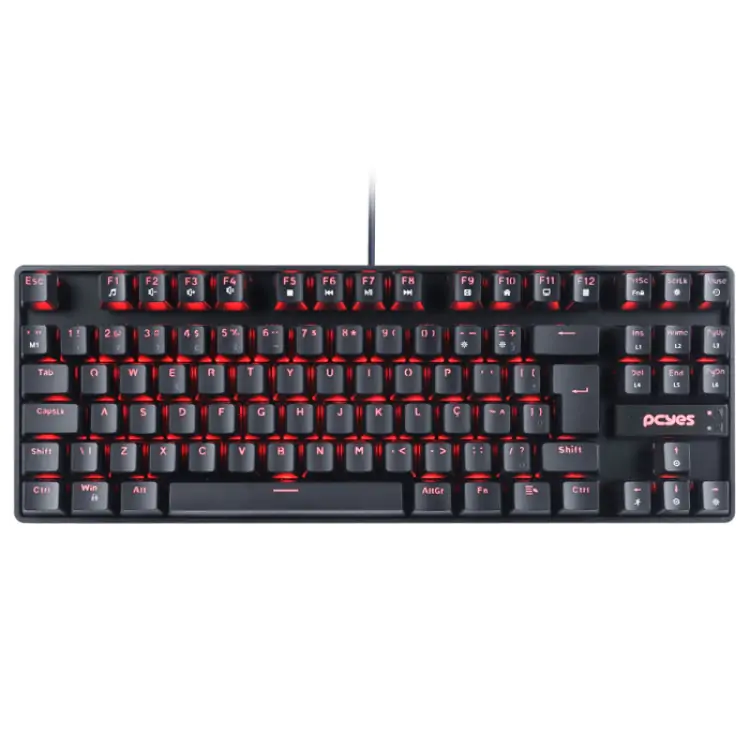 TECLADO GAMER MECÂNICO PCYES NERON PRETO USB LED VERMELHO SWTICH OUTEMU BLUE PNOHBLV - Imagem: 1