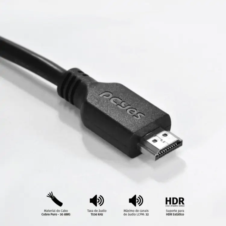 CABO HDMI 3M PCYES 2.0V COBRE PHM20-3 - Imagem: 7