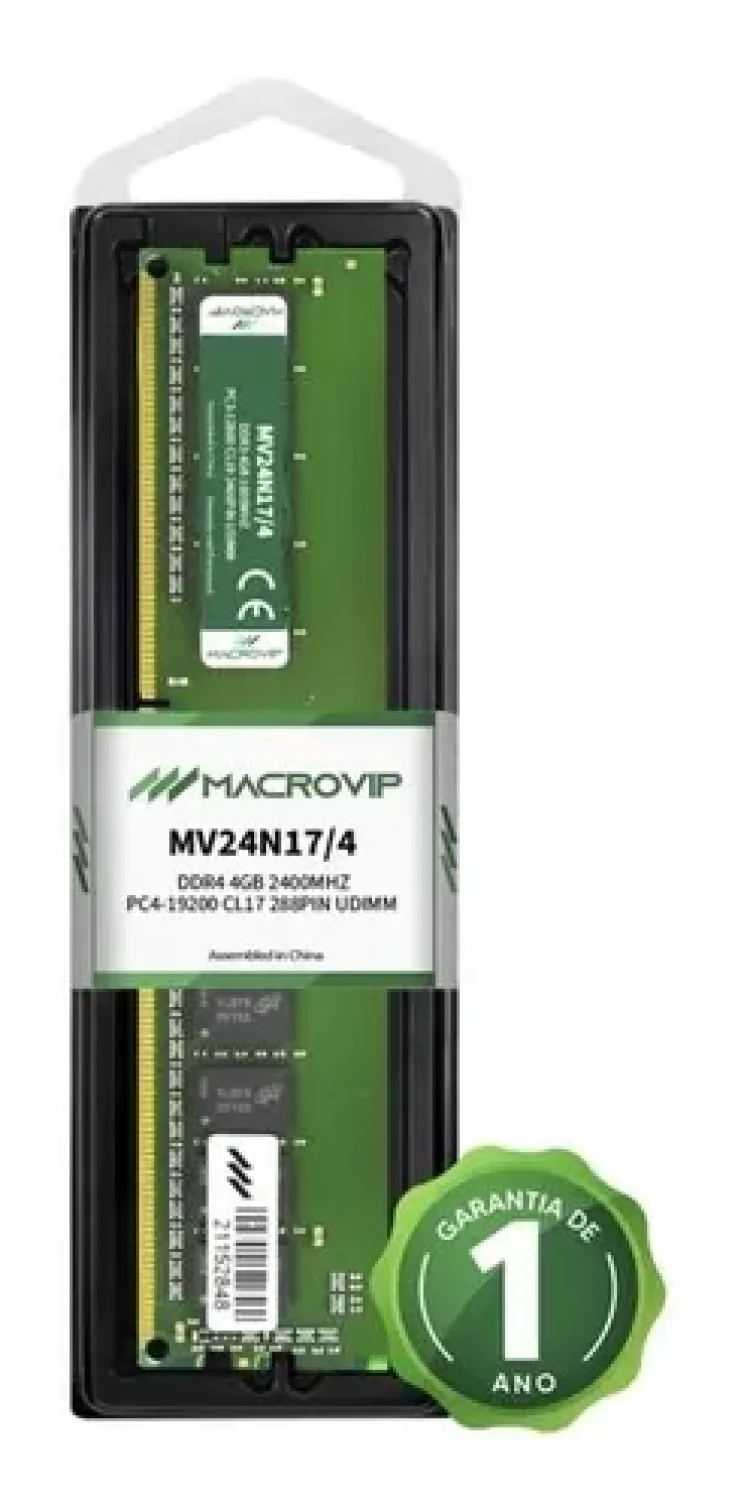 MEMÓRIA 4GB DDR4 2400MHZ MACROVIP CL17 UDIMM MV24N17/4 - Imagem: 2