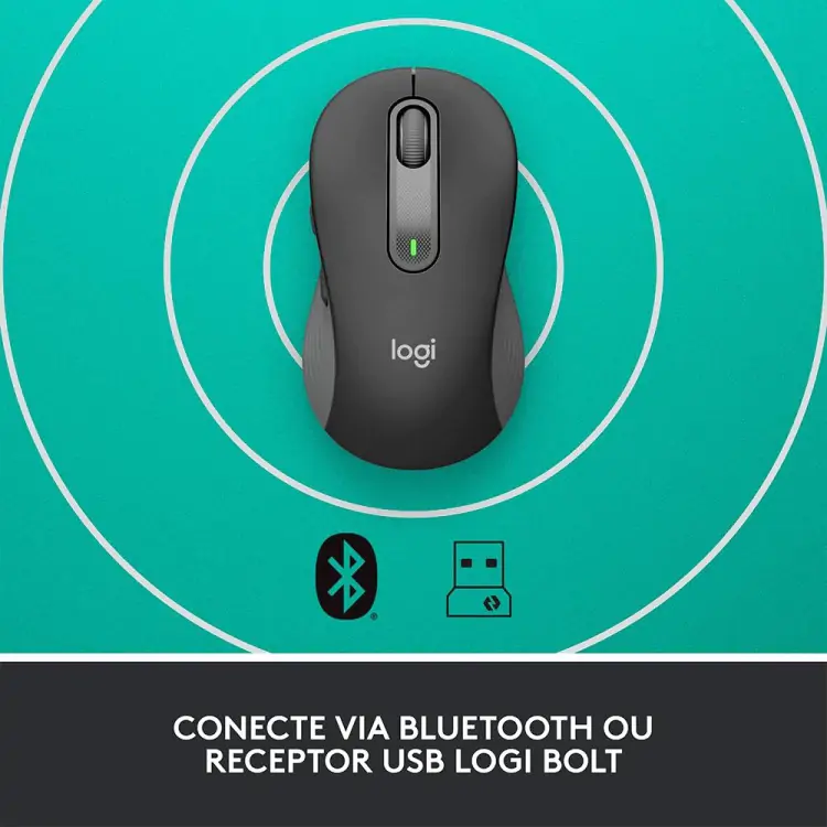 MOUSE SEM FIO LOGITECH M650 SIGNATURE PRETO USB BLUETOOTH - Imagem: 5