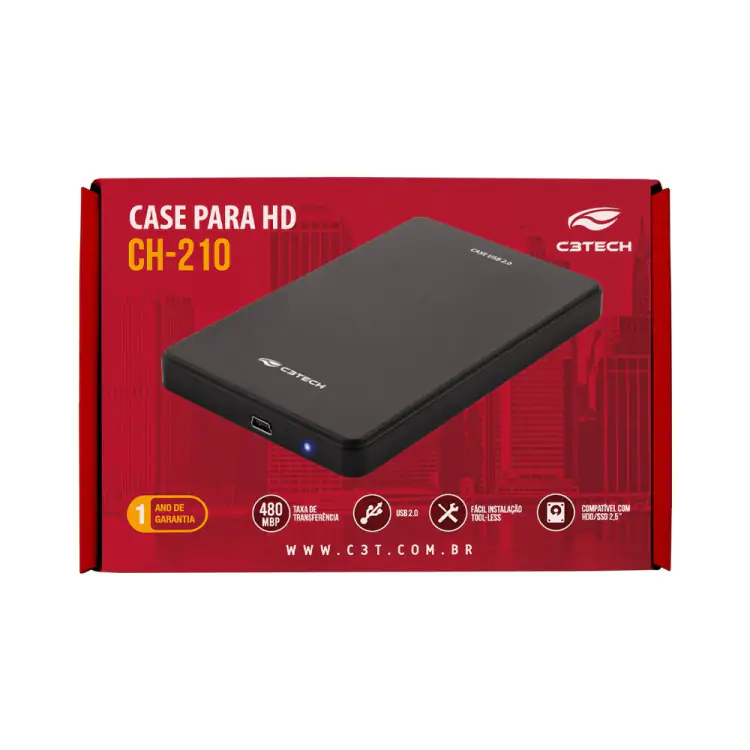 CASE DE HD 2.5'' C3TECH CH-210BK USB 2.0 - Imagem: 2