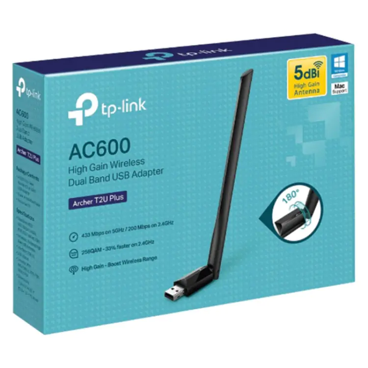 ADAPTADOR WIRELESS USB TP-LINK AC600 ARCHER T2U PLUS 433MBPS - Imagem: 5
