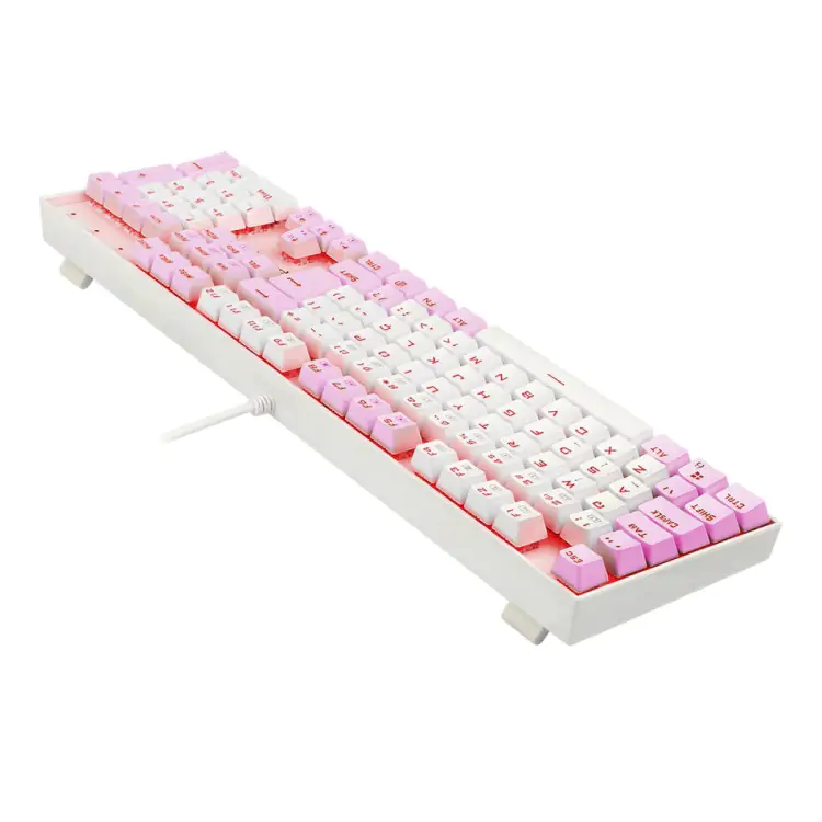 TECLADO GAMER MECÂNICO REDRAGON MITRA ROSA/BRANCO USB LED VERMELHO SWITCH BROWN - Imagem: 6