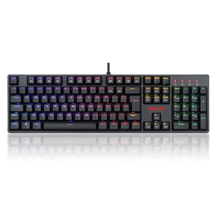 TECLADO GAMER MECÂNICO REDRAGON SURARA PRO PRETO LED RGB SWITCH BROWN - Imagem: 1