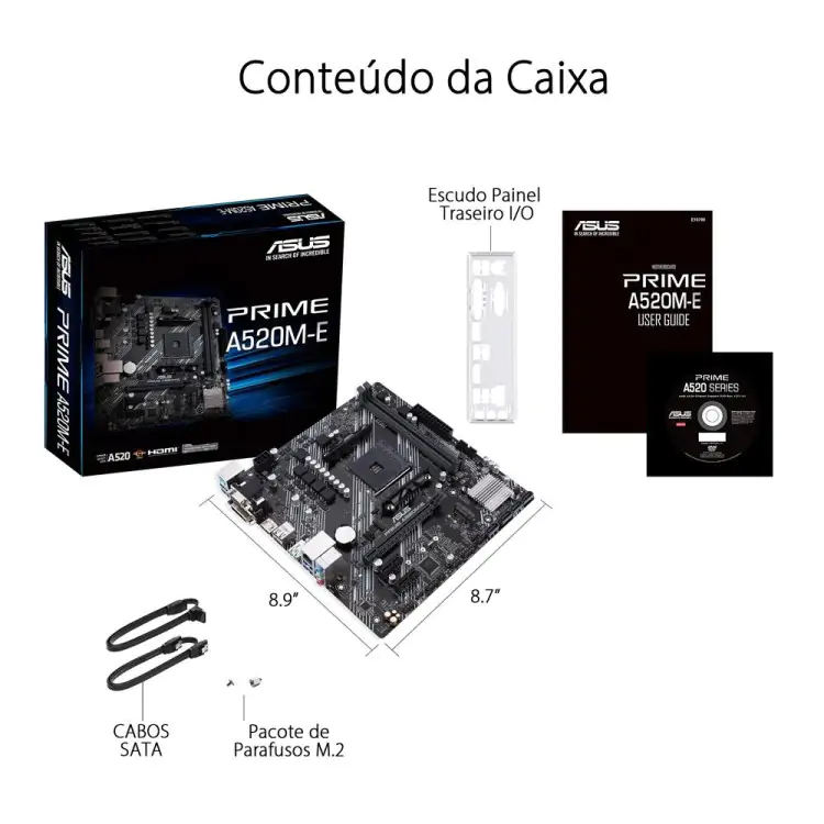 PLACA MÃE ASUS A520M-E PRIME AMD AM4 DDR4 MICRO ATX - Imagem: 9
