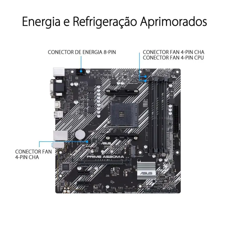PLACA MÃE ASUS A520M-E PRIME AMD AM4 DDR4 MICRO ATX - Imagem: 10