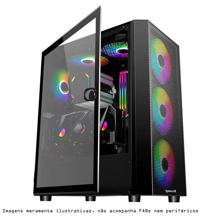 GABINETE GAMER REDRAGON SKYFIRE PRETO LATERAL VIDRO ATX GCXA211 - Imagem: 2