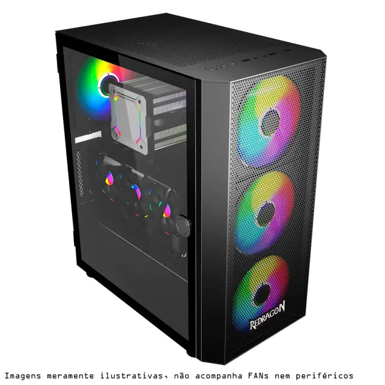 GABINETE GAMER REDRAGON SKYFIRE PRETO LATERAL VIDRO ATX GCXA211 - Imagem: 4