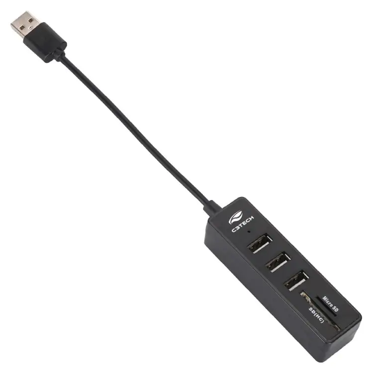 HUB USB 2.0 C3TECH 3 EM 1 SD/MICRO SD/ USB HU-L200BK - Imagem: 2