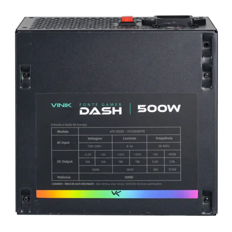 FONTE ATX 500W VINIK DASH RGB BIVOLT CHAVEADO VFG500WPR - Imagem: 14