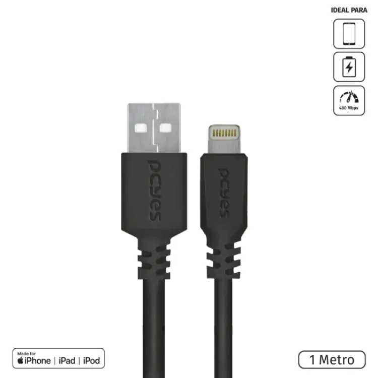 CABO USB 2.0(M) X LIGHTNING(M) PCYES PUALP-01 - Imagem: 1