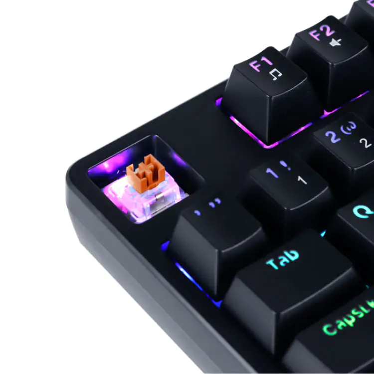 TECLADO GAMER MECÂNICO PCYES KRATZ PRETO USB LED RGB SWTICH OUTEMU BROWN PKOHBWRGB - Imagem: 9