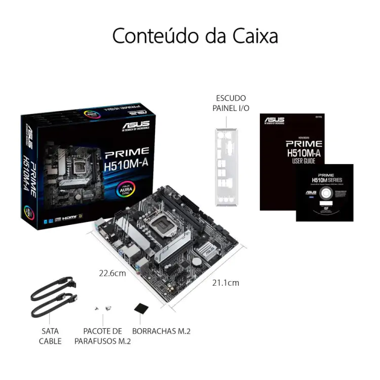 PLACA MÃE ASUS PRIME H510M-A AURA SYNC INTEL LGA 1200 DDR4 MICRO ATX - Imagem: 9