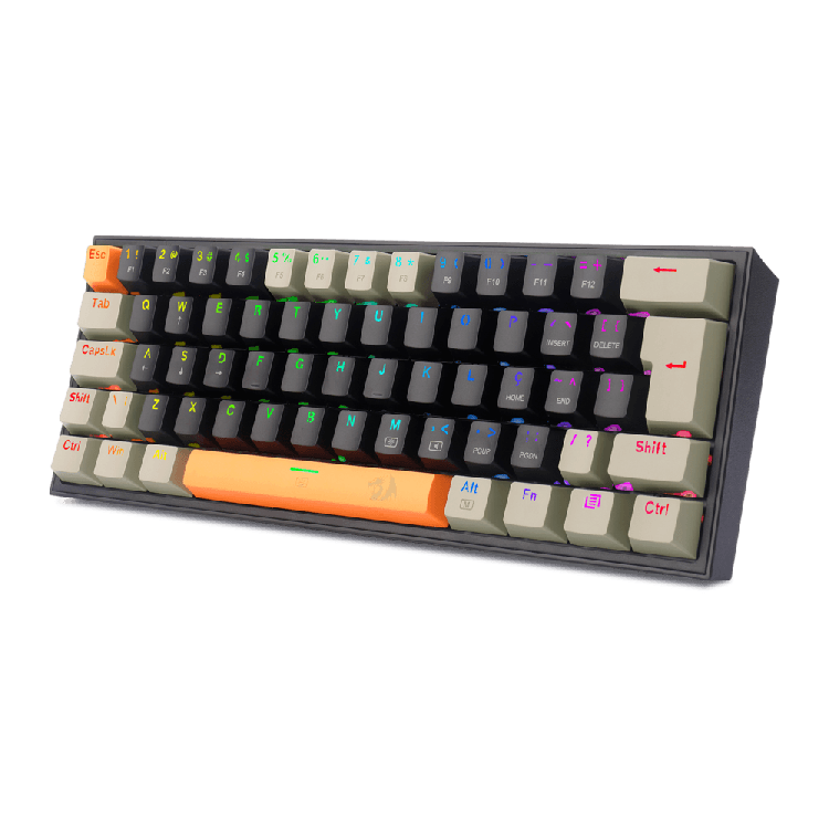 TECLADO GAMER MECANICO REDRAGON FIZZ LARANJA/ CINZA/ PRETO USB LED RGB PT-BROW K617RGB-OG GY BK - Imagem: 5