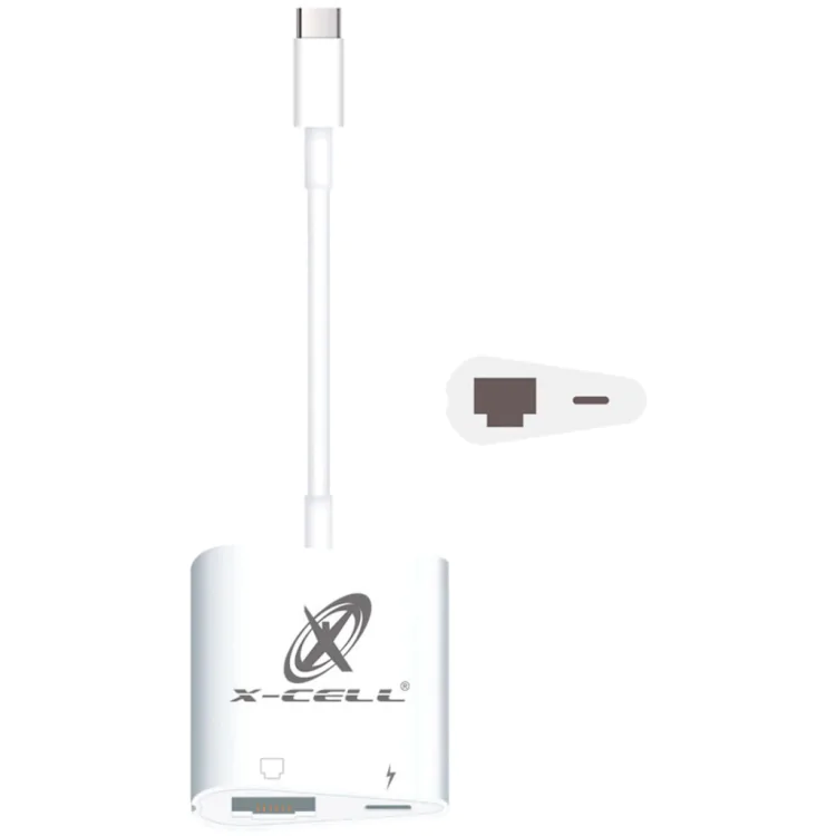 ADAPTADOR USB TIPO C(M) X RJ45(F)/ USB C(F) X-CELL - Imagem: 1