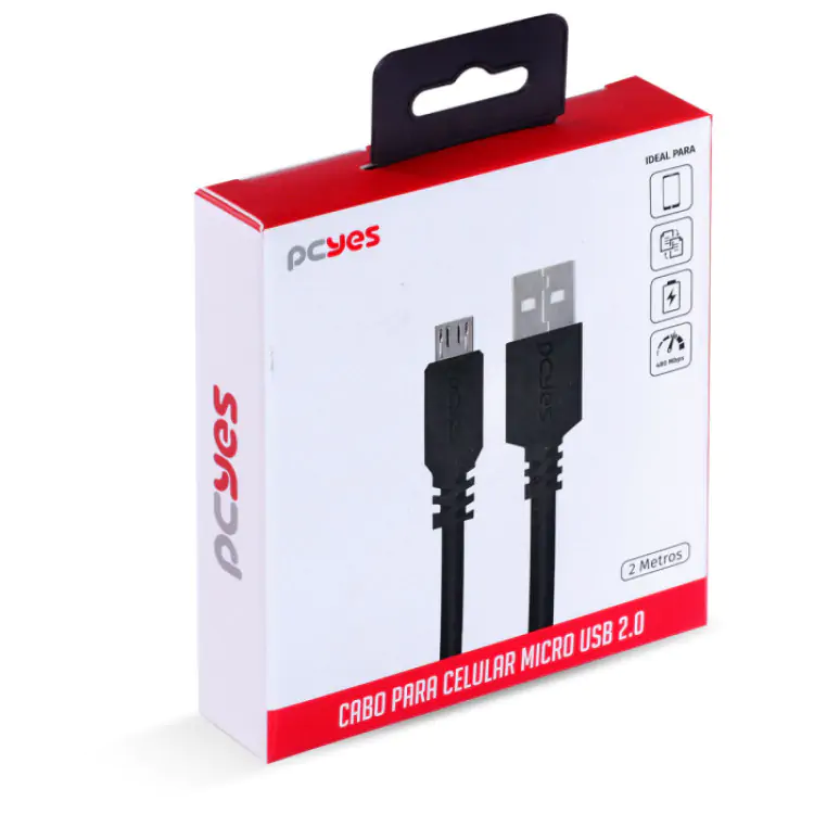 CABO USB (M) X MICRO USB (M) 2M PCYES PMUAP-2 - Imagem: 7