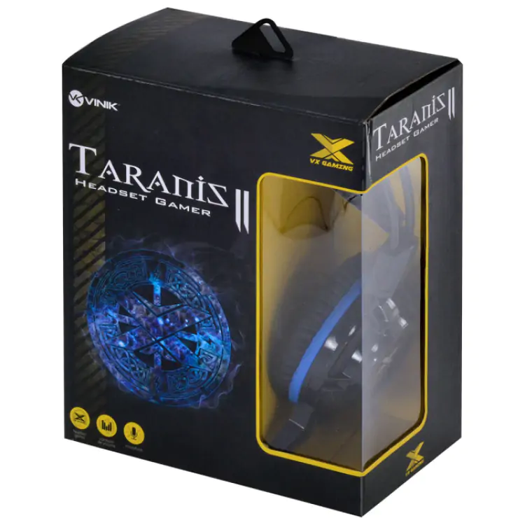 HEADSET GAMER VINIK TARANIS V2 PRETO P3/USB LED AZUL GH06 - Imagem: 12