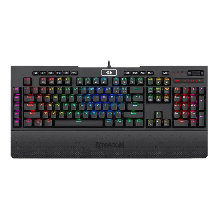 TECLADO GAMER MECÂNICO REDRAGON BRAHMA PRO PRETO USB LED RGB SWITCH BROWN K586RGB-PRO - Imagem: 1